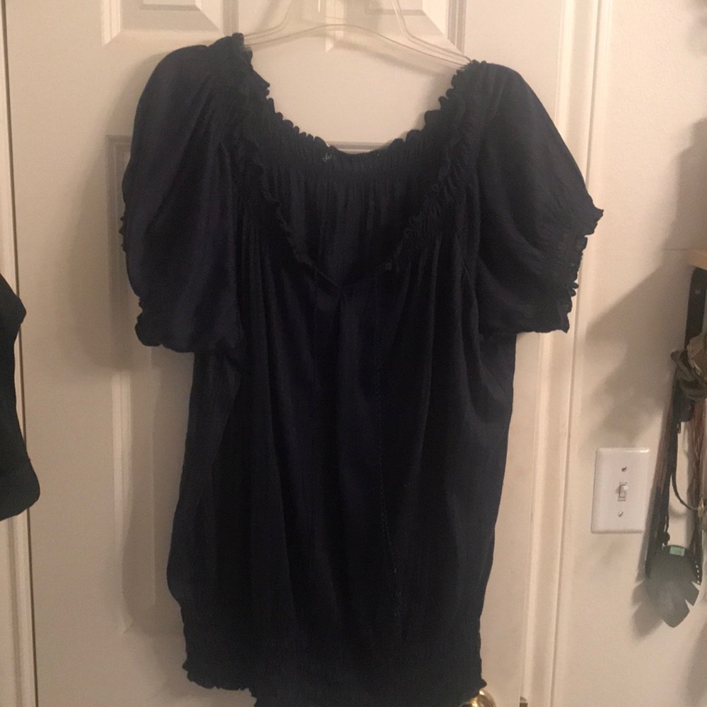 Thin dark blue blouse